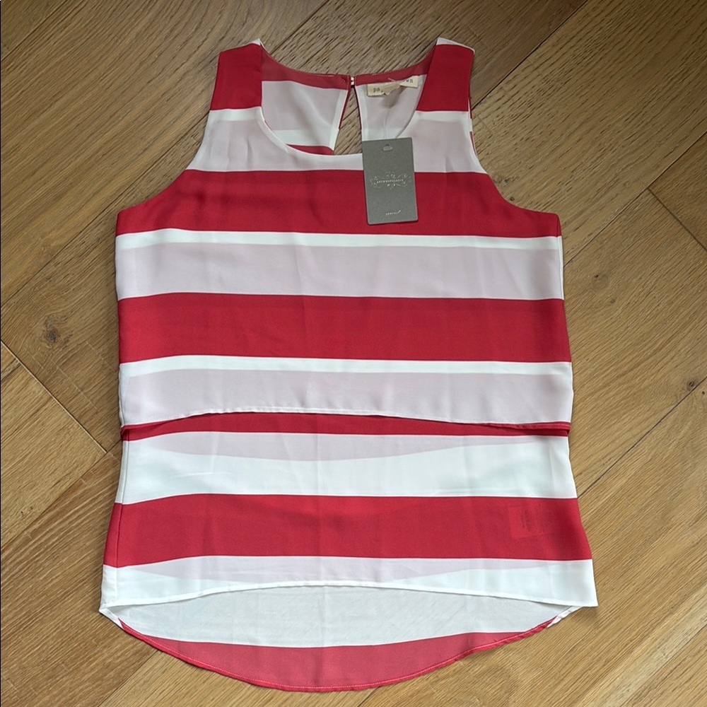 NWT Anthropologie Red and White Sleeveless Tank Top
